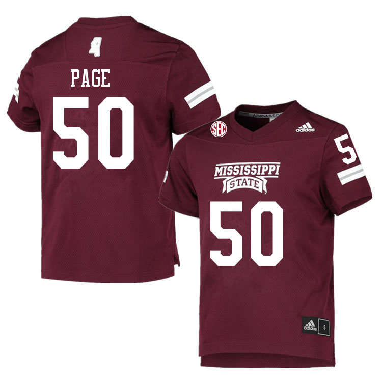 Men #50 DeShawn Page Mississippi State Bulldogs College Football Jerseys Sale-Maroon